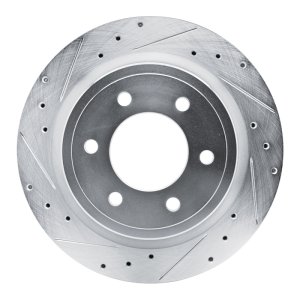 Ford Bronco Brake Rotor (1) - Rear Left - R1 Concepts - Drilled & Slotted - Silver - `21-`25